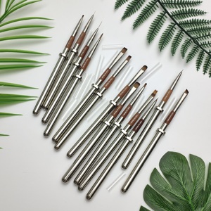 Набор кистей для дизайна ногтей класса люкс: металлическая ручка, обжимной наконечник, нейлоновая щетина, с возможностью нанесения логотипа, плоские и овальные кисти для гель-лака - Product Image 6