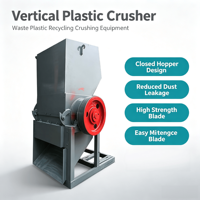Broyeur vertical de déchets plastiques, machine de broyage multifonctionnelle pour bouteilles PET, tuyaux PVC, paniers PP, recyclage de plastique ABS