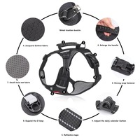 Harnais de randonnée pour chien en polyester, anti-explosion et résistant aux chocs, ajustable avec fermeture personnalisée