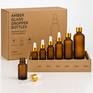 Luxury Amber Dropper Bottle Gold Cap 15ml 30ml Electroplated Collar Facial Serum Boutique Gift Set Packaging Manufacturer - Product Image 6