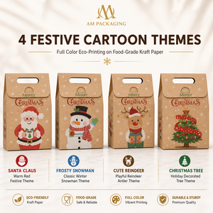 Christmas Kraft Paper Gift Boxes Cartoon Rigid Candy Packaging Bags Santa Snowman Reindeer Tree Holiday <b>Favor</b> <b>Box</b> - Product Image 2