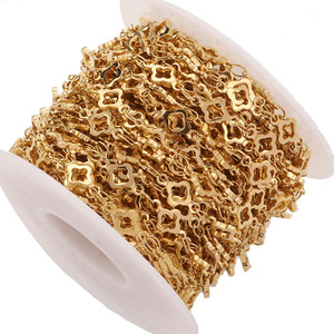 Cadena de acero inoxidable con diseño calado en forma de corazón, chapada en oro de 18k, para la fabricación de collares, material para joyería DIY. - Product Image 5