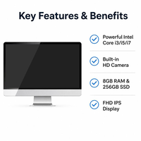 Toutes les tailles Office 18.5 21.5 23.6 27 pouces PC de bureau I3 I5 I7 8g Ddr3 256g Ssd avec caméra tout en un ordinateur