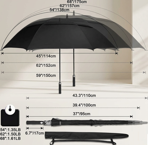 <span class=keywords><strong>Parapluie</strong></span> de golf noir de luxe pour affaires, auvent imperméable en pongé 210T de qualité supérieure, <span class=keywords><strong>grand</strong></span> <span class=keywords><strong>parapluie</strong></span> droit automatique pour les trajets quotidiens - Product Image 3