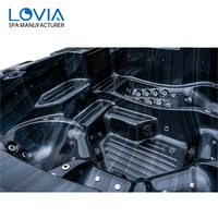 LOVIA Spa moderne pour 5 personnes, bain à remous extérieur noir, 91 pièces, baignoires et spas Balboa, bain à remous de luxe pour usage extérieur
