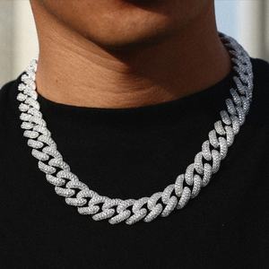 Chaîne cubaine Miami 16 mm de large en argent S925, chaîne hip-hop sertie de diamants, chaîne cubaine pour homme en diamant moissanite couleur D - Product Image 6