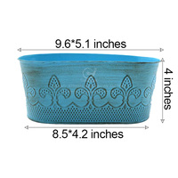 Vente directe 0.7 gallons 10 pouces frottement noir gaufrage couleur ovale Pot de fleur Pots de jardin jardinières pour la décoration intérieure