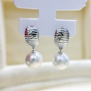 S925 Silver DIY Pearl Accessories Empty Tray with 9-15mm Round Beads <b>Fashion</b> <b>Drop</b> <b>Earrings</b> 22195 - Product Image 3