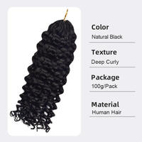 Extensiones de Cabello Humano Virgen Vietnamita 100% Natural, Ondulado Profundo, Doble Trama, Estilo Boho, Negro Natural, Grado Superior, 100g, para Crochet