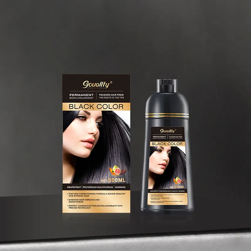 Shampoo colorido instantâneo para cabelo, em minutos, natural de ervas, marrom escuro, cor preta, shampoo para cabelo cinza