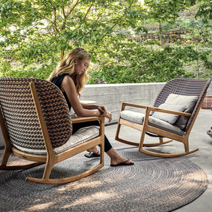 Fauteuil de salon d'extérieur de luxe en teck et rotin PE, fauteuil à dossier haut, canapé de jardin moderne, <span class=keywords><strong>chaise</strong></span> individuelle pour patio australien - Product Image 2