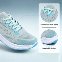 Chaussures de sport décontractées légères et respirantes en maille, bleu clair, pour jeunes femmes, idéales pour la course et la marche – Prix usine