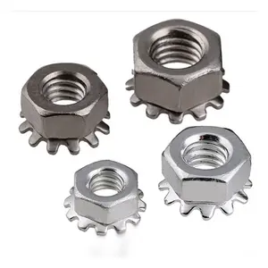 Custom M3 M4 M5 M6 M8 M10 Steel Zinc Plated Nickel K-type Lock Hex K Cap Nut With Tooth Washer