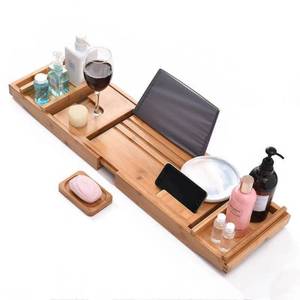 Bath Tub Tray Amazon Hot Sale Extendable Side Colourful Bamboo Bathtub Bed Caddy Bath Tub Rack Tray Custom