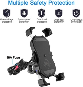 Soporte para <span class=keywords><strong>Teléfono</strong></span> Móvil Impermeable Kewig, Ajustable, con Cargador Inalámbrico y Cargador USB, Apto para Motocicleta/Scooter/Bicicleta - Product Image 3