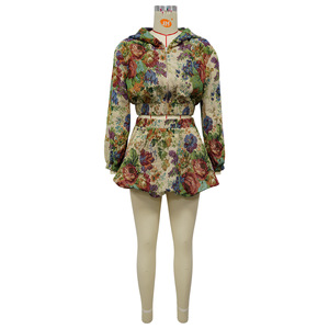 เสื้อแจ็คการ์ดแขนยาวมีซิปสุดเก๋พร้อมกระโปรงมินิสั้นเซ็กซี่ ชุดเซ็ตสองชิ้นสำหรับผู้หญิง แฟชั่น - Product Image 4