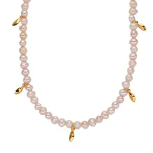 高端设计锁骨时尚手工串珠925纯银天然淡水珍珠项链女性