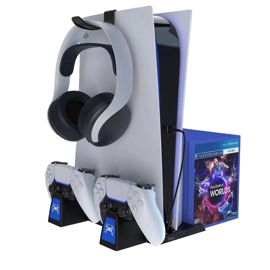 For <strong>PS5</strong> <strong>2</strong> in 1 Game Console Vertical Support for -Playstation 5 <strong>PS5</strong>/<strong>PS5</strong> Digital Version Dual Controller Stand