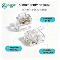 Connecteur RJ45 à corps court CAT6 UTP 8P8C plaqué or pour câble Ethernet réseau Gigabit