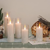 Vente en gros de bougies LED en verre scintillantes bougie LED sans flamme à batterie pour la décoration de mariage romantique