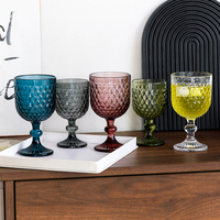 Verres à vin en cristal en vrac, motif diamant, style rétro, artisanat en relief, réutilisables, compatibles lave-vaisselle, 361 ml, pour bar, restaurant, fête
