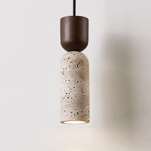 Japanese Wabi Sabi Style Travertine Pendant <b>Light</b> Led Single Head Home Bedroom Entryway <b>Lighting</b> - Product Image 1