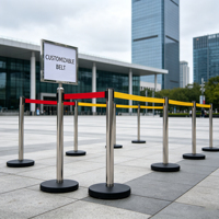 Barrière de contrôle de foule robuste en acier inoxydable 304, anti-rouille, avec poteau rétractable à sangle, pour projets municipaux et stations extérieures