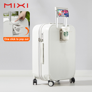 Valise trolley en aluminium Mixi Designer, bagages personnalisés avec porte-gobelet et porte-téléphone, sac à bagages multifonctionnel pour les voyages - Product Image 1
