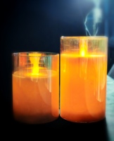 Luxus Champagner Farbe Glas Jar Moving Wick Flackernde flammen lose LED-Kerze