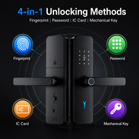 Cerradura de Puerta Inteligente Biométrica con Huella Digital, Tuya Ttlock, para Puerta de Vidrio/Aluminio, con Almacenamiento en la Nube, Código PIN Digital, Manija de Puerta Inteligente