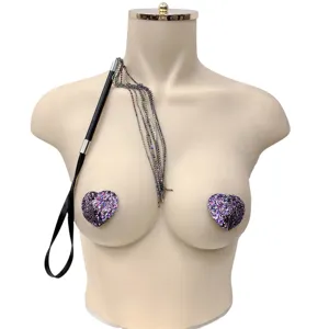 Vendita calda di prodotti erotici in pelle di poliestere in metallo Sex Tool Sexy copertura del capezzolo con sicurezza Bondage frusta per coppia