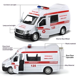 Voiture jouet anti-chute en alliage, modèle ambulance, à rétrofriction, portes avant ouvrables, mini véhicule médical d'urgence pour enfants, collection de jeux - Product Image 3