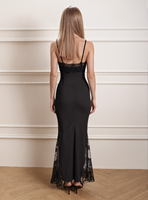 Robes de Soirée en Dentelle Usine Chine Robes d'Invitée de Mariage Designer pour Femmes Robe Noire Sexy pour Anniversaire Nuit