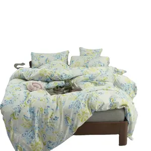 GAGA Modern Desain Set Tempat Tidur 100% Katun Negara Gaya Pola Bunga Mudah Bersih Rumah Lembut Tidur Set Penutup