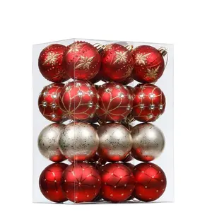 60mm 24pcs Bolas de Navidad Red and Gold Christmas Ball Ornament Decoration Supplies
