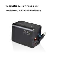 Chargeur rapide multi-ports rétractable 65W PD 3.0 avec protection OVP/OTP, prises interchangeables US/EU/UK pour ordinateur portable et appareils mobiles
