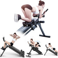 Máquina de Ejercicios Multifuncional de Acero para Moldear el Cuerpo, Tabla de Ejercicios Abdominales Plegable, Banco para Abdominales con Cuerda de Tracción