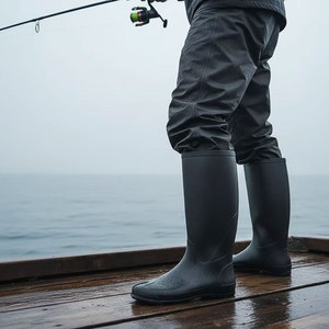 Bottes <span class=keywords><strong>de</strong></span> <span class=keywords><strong>pluie</strong></span> imperméables pliables pour hommes et femmes, à coupe haute, à bout fendu, en caoutchouc, pour la pêche et le travail dans les rizières, vente en gros - Product Image 6