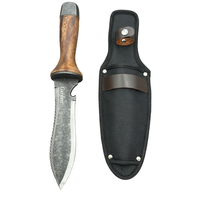 Couteau de jardinage Hori Hori avec sac en nylon, manche en bois, lame dentelée, outil de coupe pour le jardinage en extérieur