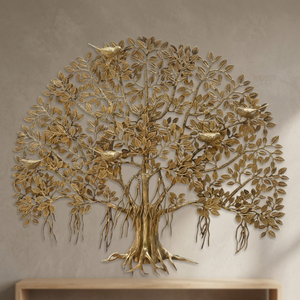 Décoration murale artisanale Arbre de Vie doré, art mural en métal complexe pour la maison, le salon, décoration spirituelle - Product Image 6