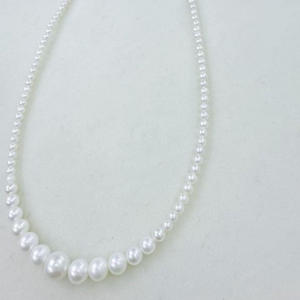 Collar de Perlas de Agua Dulce de Zhuji, 2-7 mm, Redondas, Casi Impecables, Aurora, Plata Pura con Hebilla Ajustable, Collar de Perlas Sonriente - Product Image 1