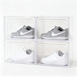 Présentoir de baskets au détail Boîtes de rangement de chaussures transparentes Organisateur en <span class=keywords><strong>plastique</strong></span> empilable <span class=keywords><strong>avec</strong></span> couvercles anti-poussière pour placard et collection - Product Image 3