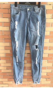 Jean en denim brésilien déchiré taille haute coupe skinny pour <span class=keywords><strong>femme</strong></span> - Product Image 5