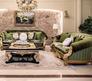 Gaya Eropa royal Victoria antik klasik beludru hijau <span class=keywords><strong>sofa</strong></span> furnitur mewah klasik diukir <span class=keywords><strong>sofa</strong></span> kayu padat - Product Image 2