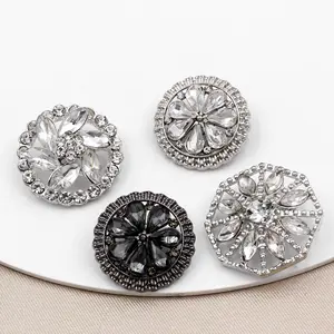 新设计高品质环保钻石柄纽扣装饰花女装缝纫纽扣