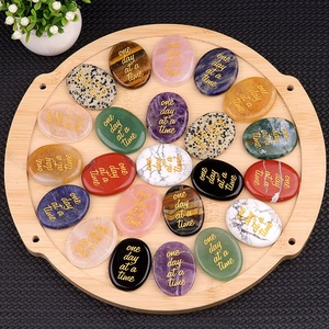 Piedras Preciosas Populares, Ovaladas y Pulimentadas, <span class=keywords><strong>Piedra</strong></span> Semipreciosa con Palabras Grabadas de Agradecimiento, 'Un Día a la Vez', <span class=keywords><strong>Piedra</strong></span> de Palma, Regalo, Artesanía Espiritual - Product Image 2