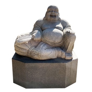 Vida Tamanho Jardim Grandes Estátuas De Pedra Escultura MI LE Buda Rindo Feliz Maitreya Escultura De Pedra - Product Image 1