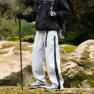 Pantaloni da Uomo per Attività all'Aperto, Antivento e Impermeabili, con Zip, Gamba Dritta, Vestibilità Comoda, Tasche Multiple, Tinta Unita, Stile Sportivo Cargo - Product Image 2