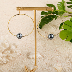 Orecchini minimalisti in oro 14k all'ingrosso Stock grandi orecchini eleganti orecchini a cerchio grosso per le donne gioielli a basso costo - Product Image 3