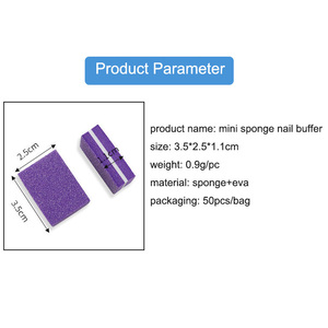 Mini bloc polissoir à ongles 3,5x2,5x1,1cm en éponge EVA réutilisable, couleurs violet, noir, blanc pour manucure - Product Image 6